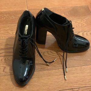 Patent leather booties